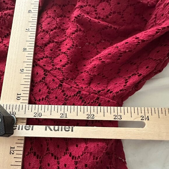 Torrid Womens Lace Blouse High Neck In Rhubarb Red Size 0 (L) Whimsy Romantic - Picture 5 of 8